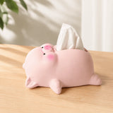 Cute Lying Pig Ceramic Tissue Box Reusable Decorative Ceramic Pig Tissue Box Ornament Household Paper Storage Box