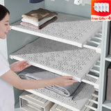 Popxstar NEW Adjustable Closet Organizer Kitchen Storage Shelves Space Saving Wardrobe Wall Mounted Rack Home Appliance Cabinet Holder1pc