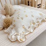 Popxstar INS Ruffle Edge Gauze 100% Cotton Princess Pillow Case 30X50 48X74cm Breathable Pillowcase Decorative for Home Bedding Bedroom