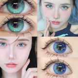 Popxstar Color Contact Lenses with Diopters Blue Graduated Colored Lenses Cosplay Color Lens Green Lenses Pink Lenses Anime Lenses
