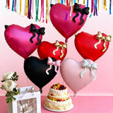 Popxstar  Heart-shaped Foil Balloon with Bow for Women Birthday Party Weddings Baby Shows Valentine's Day Anniversary Photograph  Decor