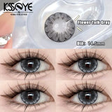 Popxstar  2Pcs Colored Contact Lenses Myopia Degree -0.00 to -8.00 Flower Talk Brown Eyes Beauty Pupil Gray Makeup Soft Lenses