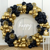 Popxstar 140 Pieces of Black and Gold Balloon Wreath Arch Set. Black and Gold. Colorful Confetti Latex Balloon Anniversary Party Decorati