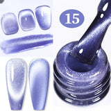 Popxstar 10ml Rainbow Purple Water Light Cat Magnetic Gel Nail Polish Shining Sliver-light Holographics Semi Permanent UV Gel