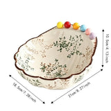 Ceramic Fruit Bowl with Fork Comfortable Grip Exquisite Shell Shape Fruit Plate Large Capacity Dessert Salad Bowl