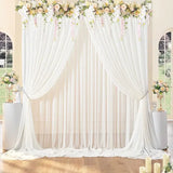 Popxstar  2pcs 5ft x10ft Chiffon Backdrop Curtains, 2 Layer Sheer Fabric Backdrop Drapes Drapes for Bridal Shower Wedding Arch Party Decor