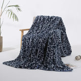 Popxstar Faux Rabbit Fur Leopard Print Double-layer Coral Rabbit Plush Blanket Bedroom Sofa Soft Breathable Warm Cover Blanket