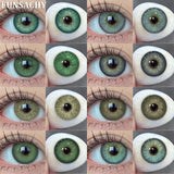 Popxstar  1 pair Green Color Series Contact Lenses for Eyes Natural Blue Lenses Eye Makeup Beauty Pupils Yearly Use Cosmetics Len