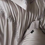 Popxstar  Luxury Embroidery Bedding Set 800TC Lyocell Cotton Soft Silky Cool Feeling Duvet Cover Flat/Fitted Bed Sheet Pillowcases 4Pcs
