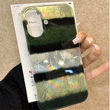 Whirlpool Pattern IND Retro Splicing Green Stripe Phone Case for iPhone 17 11 12 13 14 15 16 Pro Max XS X XR 7 8 Plus 16e Cover