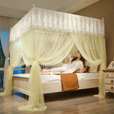 Popxstar Embroidery Lace Palace Mosquito Net with Stainless Steel Bracket Square Princess Mosquito Tent for Bed Double Bed Nets Canopy