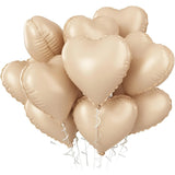 Popxstar 10pcs 18inch Heart Foil Balloons Pink Sage Green Heart Balloon for Birthday Party Valentines Day Wedding Anniversary Decorations