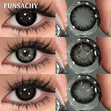 Popxstar  2pcs Black Series Color Contact Lenses Natural Gray Eye Lens Beautiful Pupils Yearly Fashion Brown Softlens Cosmetics
