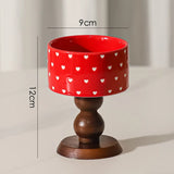 Popxstar  French ancient style retro INS decoration blue and white ceramic bowl wooden tall bowl dessert cup candle cup ice cream bowl
