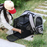 Expandable Pet Carrier Cat Backpack Oxford Mesh Breathable Travel Cat Bags Portable Multi-Function Dog Transport Backpack