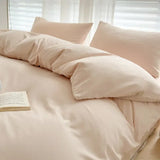 Solid Color Brushed Four Piece Set Home Textile Bedding Three Piece Set Autumn Short Plush Bed Sheets, Duvet Covers, Pillowcases