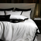 Popxstar  1000TC Egyptian Cotton Solid Color Bedding Set King Queen Size White Hotel Style Duvet/Quilt Cover Fitted Bed Sheet Pillowcases
