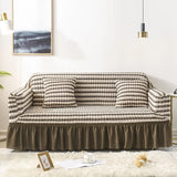 1/2/3/4 Seater Seersucker Sofa Slipcover with Skirt Universal Stretch Sofa Couch Slipcover Easy Fitted Chair Furniture Protector