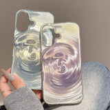 Shiny Purple Green Swirl Glossy IMD Phone Case For Iphone 17 16 15 14 13 Pro Max Full Soft TPU Cover Body Shell Protection Cases