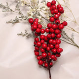 Popxstar 50/1branch Christmas Artificial Berries Stem Red Holly Berry Fake Flowers Plant for Xmas Tree New Year Party Home Decor Ornament