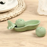 Popxstar  Ceramic Bean Pod Salt Pepper Shakers Set Cute Kitchen Condiment Jars Spoons Modern Dining Tableware Decorative Home Gift