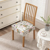 Flowers Print Chair Seat Covers Removable Washable Anti-Dust Stretch Spandex Dining Room Upholstered Chair Cushion Slipcover