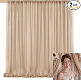 Popxstar  2pcs 5ft x10ft Chiffon Backdrop Curtains, 2 Layer Sheer Fabric Backdrop Drapes Drapes for Bridal Shower Wedding Arch Party Decor