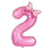 Popxstar  1Pc Large 40inch Number Pink Foil Balloon With Bow 1 2 3 4 5 6 7 8 9 For Kid Boys Girls Birthday Party Baby Shower Decorations