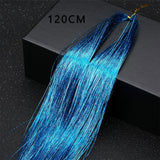 Popxstar Shiny Threads Glitter Hair Tinsel Kit Gold Silk Hair Glitter String Extensions Accessories for Women Headdress