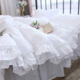 Popxstar Top Romantic Lace Ruffle Duvet Cover Queen Solid Home Bedding Duvet Cover King Size 100% Cotton Elegant Bedroom Quilt Covers