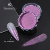 Popxstar Aurora Pearl Nude Pink White Nails Glitter Dust Chrome Moonlight White Rubbing on Powder Shell Mirror Pigment Nail Art Supplies