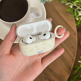Popxstar  Korea Cute Full Yellow Flower Gloss Soft Protection Case For Apple AirPods 1 2 3 4 Pro 2 Cover Shockproof Funda With Keychain