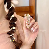 Popxstar New Butterfly Rose Phone Line Hair Hoop Baby Ponytail Artifact Hair Rope for Girls to Tie Hair Small Girl Headwear
