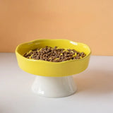 Elevated Cat Bowls Ceramic Slow Feeder Bowls Neck Protection Non-Slip Spill-Resistant for Dogs Cats Water Bowl