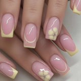 Popxstar  Autumn Fake Nails for Women Girls 24Pcs Short Oval Press On Nails Brown Flower Designers Simple Charm Manicure Stick-on Nail Art