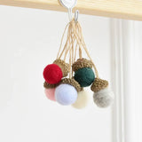 Popxstar New Year 6pcs Xmas Tree Ornament Wool Felt Pine Tower Ball Pine Cone Acorn String DIY Material Pendant Christmas Decor Home