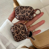 Popxstar fashion luxury transparent leopard print pattern black love heart Pendant for airpods 4 3 1 pro 2 soft silicone protection case