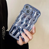 3D Water Ripple Pattern Phone Case For IPhone 17 16 15 14 13 12 Pro Max Soft Shockproof Back Cute Lens Protection Cover Funda