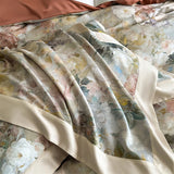 Popxstar  1000TC Lyocell Cotton Brushed Luxury Bedding Set Flowers Prints Duvet Cover Flat/Fitted Bed Sheet Pillowcases 4Pcs