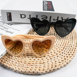 Popxstar Heart Shaped Sunglasses for Women Retro Cat Eye Sunglasses Wedding Engagement Decoration Shopping Traveling Party Accessories