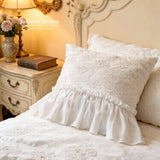 Farmhouse Decor Pillowcase , Romantic Lace Ruffle Skirt Decorative Pillow Cover ,Cotton Throw Pillow Covers for Sofa, Bed, Couch