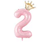 Popxstar  40inch Pastel Light Blue Pink Foil Number Balloon With Crown 1 2 3 4 5 6 Boy Girl Birthday Party Baby Shower Wedding Decoration