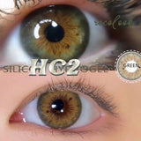 Popxstar 2Pieces Colored Contact Lenses Bueatiful Pupil Color Circle Lens Green Iris Prescription Yearly Natural Coloured Contacts
