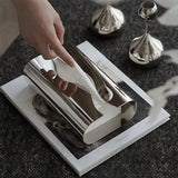 Popxstar Nordic Stainless Tissue Case Mirror Napkin Holder Silvery Napkin Box Desktop Tissue Box Table Decoration Kitchen Accessories