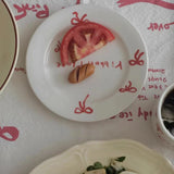 Popxstar Ele White Cerc Western Dinner Plate with  Knot Simple Design Oval ape Fi Plate Home Use Cake Serving Di