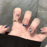 Popxstar  24pcs Y2K Fake Nails with Lovely Black Heart Designs Reusable French False Nails Full Cover Short Press On Nails for y2k Girls