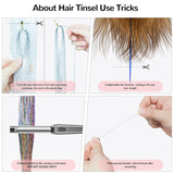 Popxstar 12pcs Glitter Sparkling Shinny Fairy Hair Accessories Tinsel Hair Extension for Women and Girls for Christmas New Year Halloween