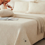 Popxstar  3Pcs Luxury Natural Cotton Linen Soft Comfortable Quilted Bedspread, Bed Cover, Mattress Topper, Bed Sheet, With Pillowcases