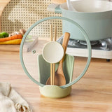 Cream-style Non-Slip Ceramic Spatula Holder Heat-Resistant Minimalist Pot Lid Storage Rack Water Tray Soup Spoon Rack Desktop