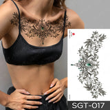 Popxstar Large Chest Waist Shoulder Back Waterproof Temporary Tattoo Sticker Lace Gemstone Flower Fake Tatoo Underboob Body Art For Women